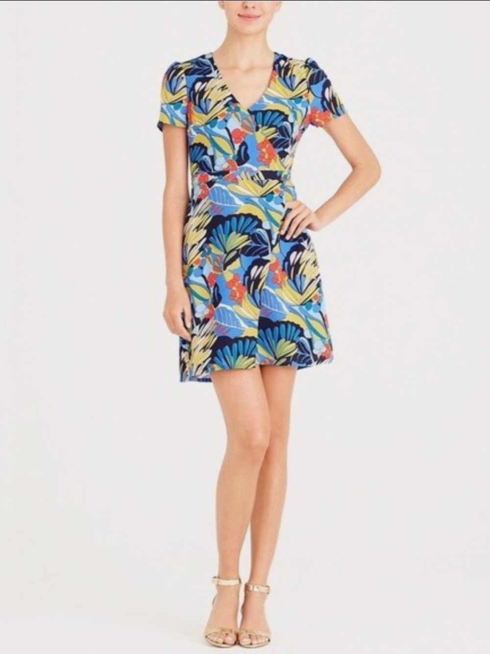 J.Crew Mercantile Blue Tropical Floral Fit & Flare Dress Size 4